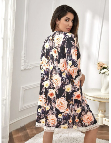 Maternidad-bata floral y vestido lencero