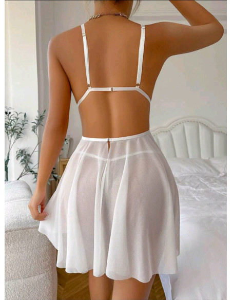 Lencería Slips Transparente con Flores