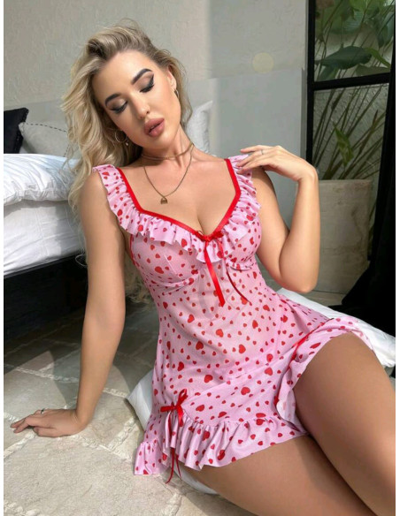 Vestido con estampado de corazones