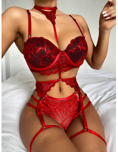 Nuevo Atractivo Lencería De Encaje Tentación De Cuerpo Entero Transparente Para Mujeres Con Cuello Halter 2