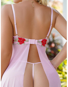 SHEIN Ropa Interior Femenina Sexy De Malla Con Bordado Floral 2