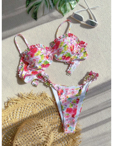 SHEIN Swim Mod Bañador bikini push up con estampado floral