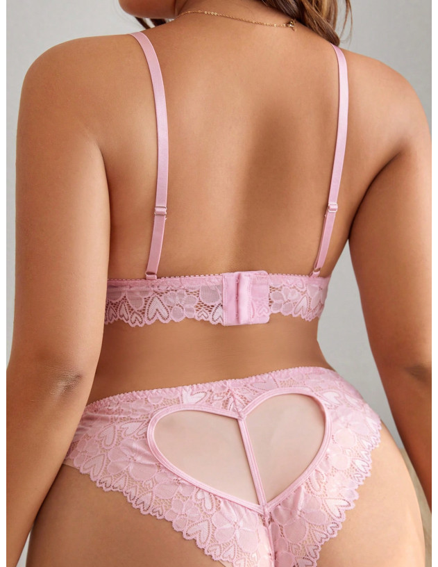 Set de lencería con encaje floral con abertura Set de lencería con encaje floral con abertura