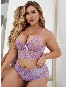 Set de lencería con encaje floral ribete en abanico 2