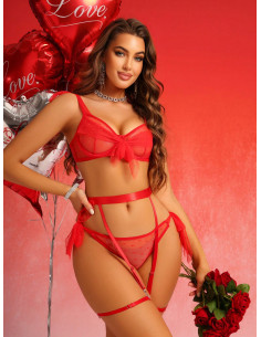 SHEIN Conjunto De Lencería Sexy De Malla Para Mujer