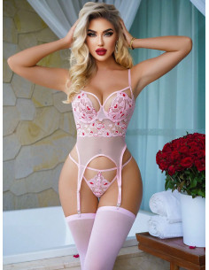 Conjunto De Lencería Para Mujer En Forma De Corazón Hueco De Encaje