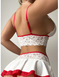 Conjunto De Ropa Interior Sexy Sin Aros De 5 Piezas Para Mujer Con Tanga, Ligas Y 2 Medias 2