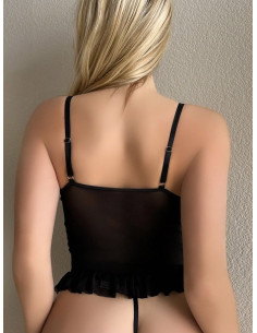 Conjunto De Lencería Sexy Para Mujer Con Aros, Malla Y Decoración De Encaje 2