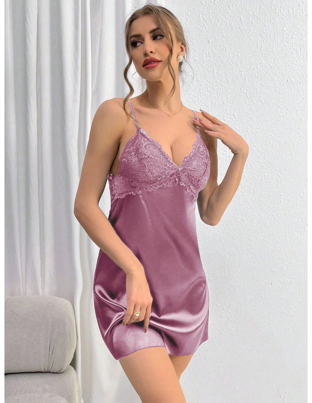 Conjunto De Camisón Con Encaje Para Mujeres Con Vestido Cami Y Bata Con Cinturón