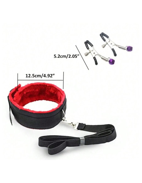 1 Conjunto De 7 Piezas Kit De Restricción De Cama De Bondage, Puños De Muñeca Y Tobillo, Máscara De Ojos Sexy, Tapón De Boca,