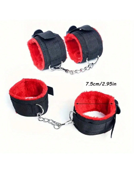 1 Conjunto De 7 Piezas Kit De Restricción De Cama De Bondage, Puños De Muñeca Y Tobillo, Máscara De Ojos Sexy, Tapón De Boca,