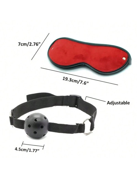 1 Conjunto De 7 Piezas Kit De Restricción De Cama De Bondage, Puños De Muñeca Y Tobillo, Máscara De Ojos Sexy, Tapón De Boca,