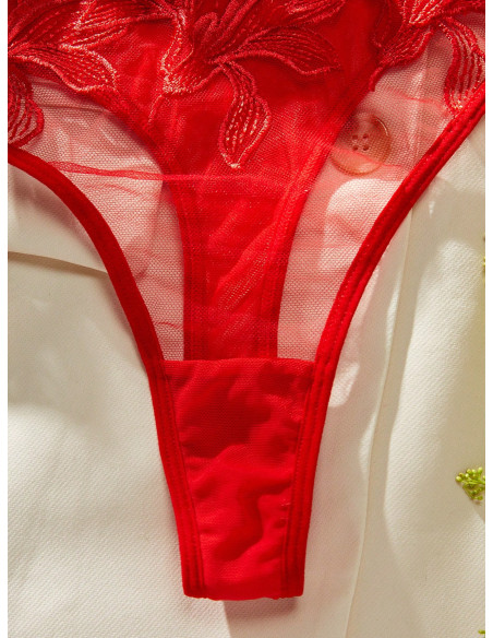 Conjunto De Lencería Sexy Bordada Para Mujeres Con Aros De Acero (edición Del Día De San Valentín)