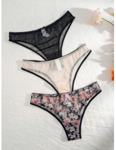 Bragas De Triángulo Con Estampado Floral Para Mujer (3 Piezas/paquete) 2