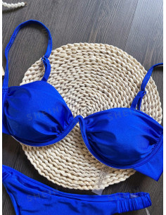 Conjunto De Traje De Baño Azul Con Anillo De Acero Y Pliegues Divididos 2