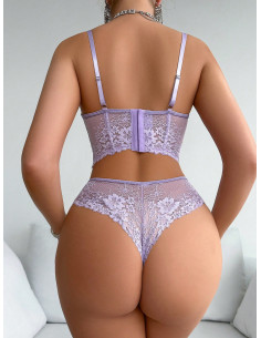 SHEIN Conjunto De Lencería Sexy De Encaje Para Mujer Con Aros 2