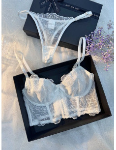 Temporada De Bodas: Conjunto De Lencería Floral De Malla Para Mujeres