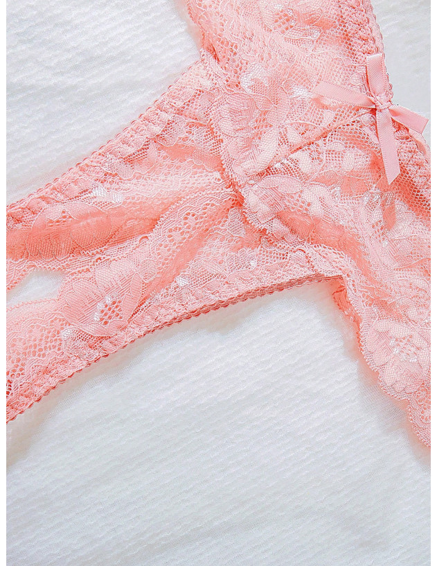 Conjunto De Sujetador De Encaje Sexy Para Mujeres Con Aros Y Borde Floral