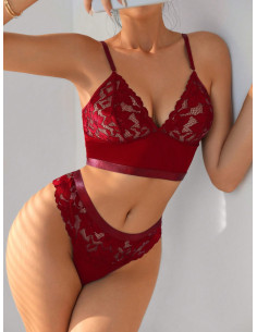 SHEIN Set de lencería con encaje en contraste 2