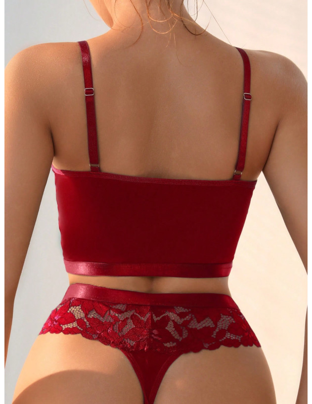 SHEIN Set de lencería con encaje en contraste