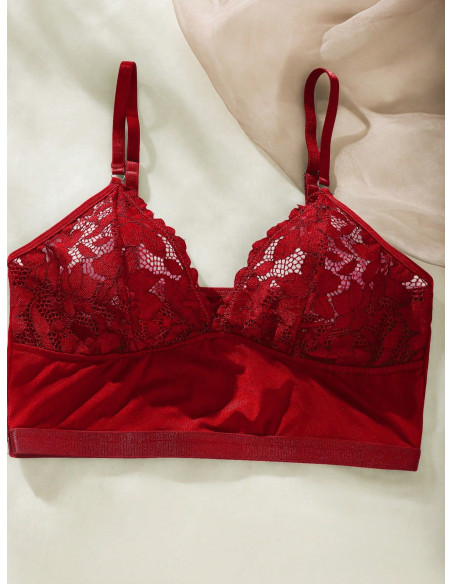 SHEIN Set de lencería con encaje en contraste