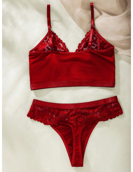 SHEIN Set de lencería con encaje en contraste