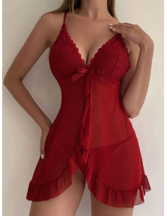 Babydoll con abertura y tanga