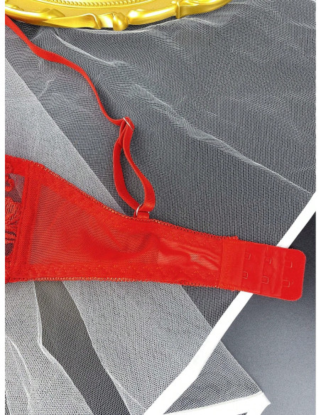 Sujetador tipo bralette de malla con bordado floral para mujer con braguitas triangulares a juego, conjunto de lencería sexy de