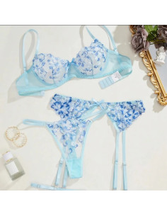 Liguero bordado floral