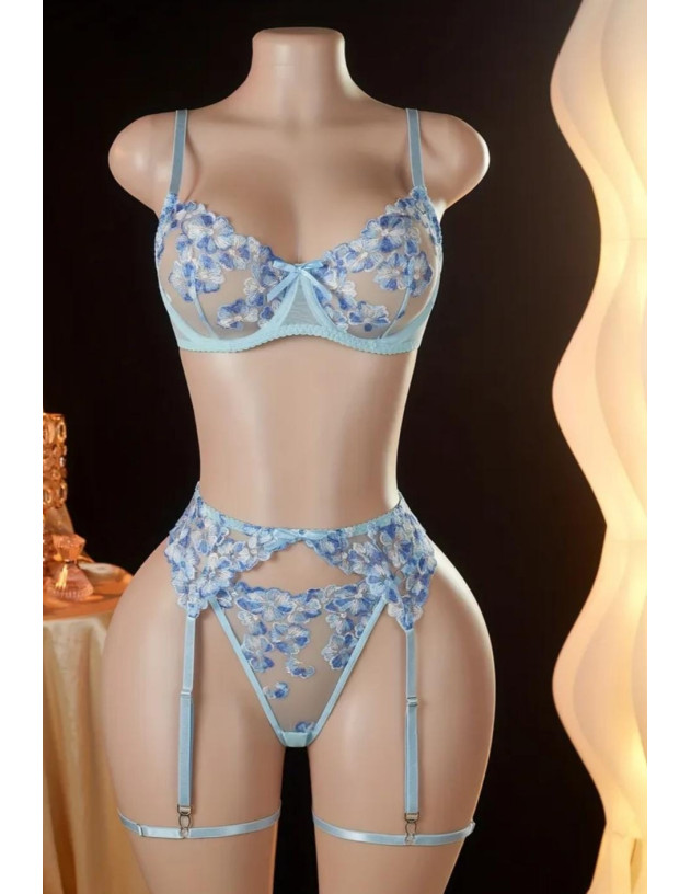 Liguero bordado floral