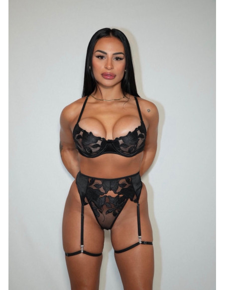 Set liguero Satinado con malla