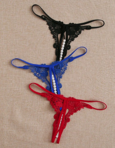 Tanga con encaje con perlas... 2